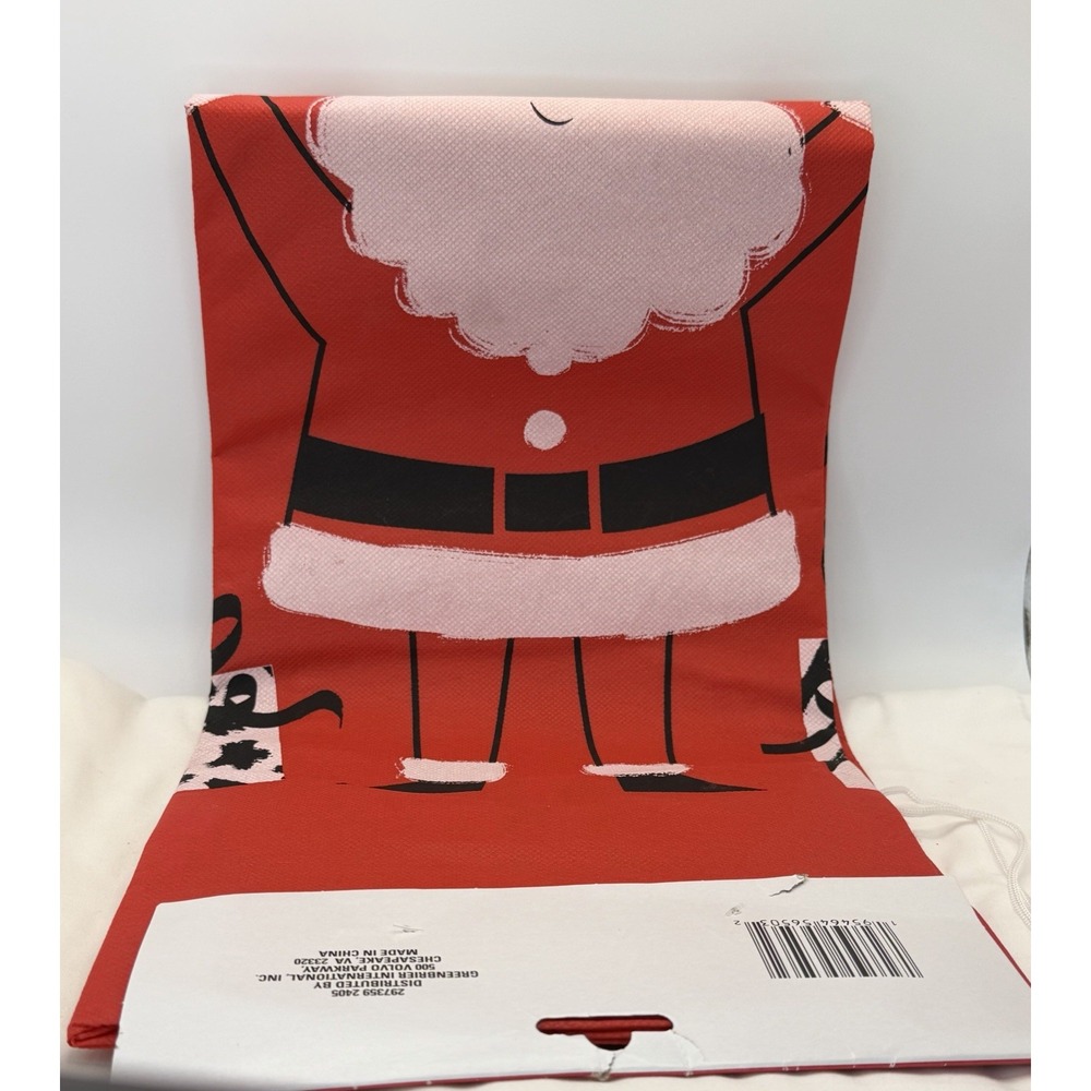 Set of 2 Christmas House 'No Peeking!' Santa Red Large Drawstring Gift Sack - Picture 3 of 3